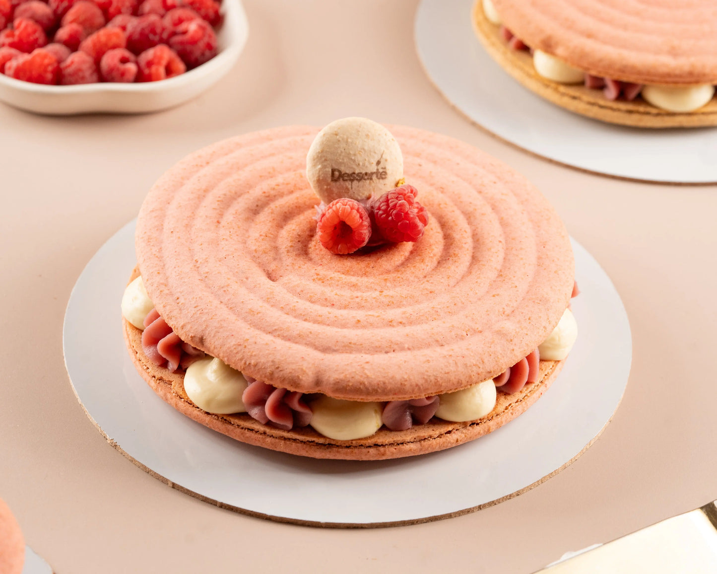 Raspberry Cheese Macaron cake