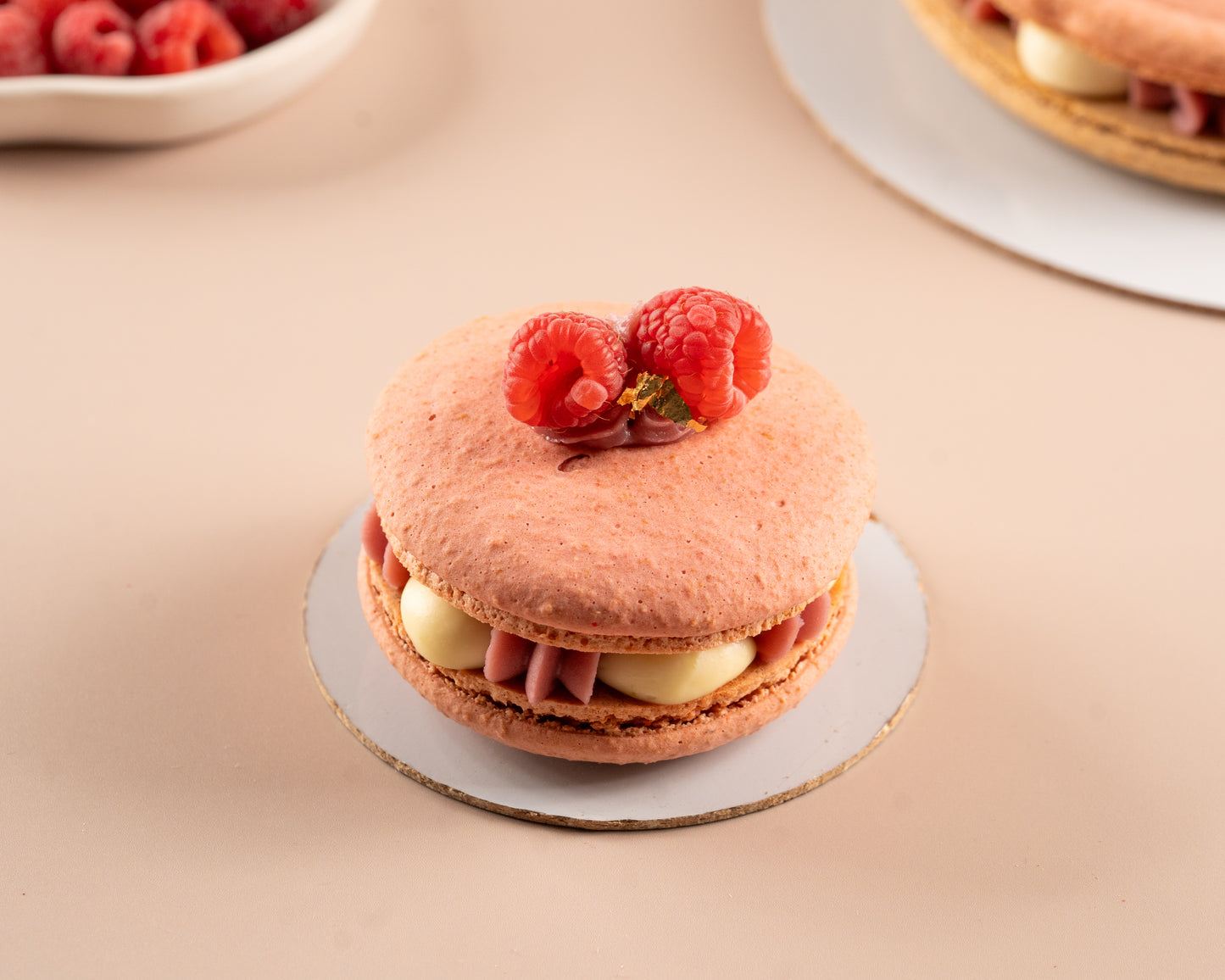 Raspberry Cheese Macaron cake